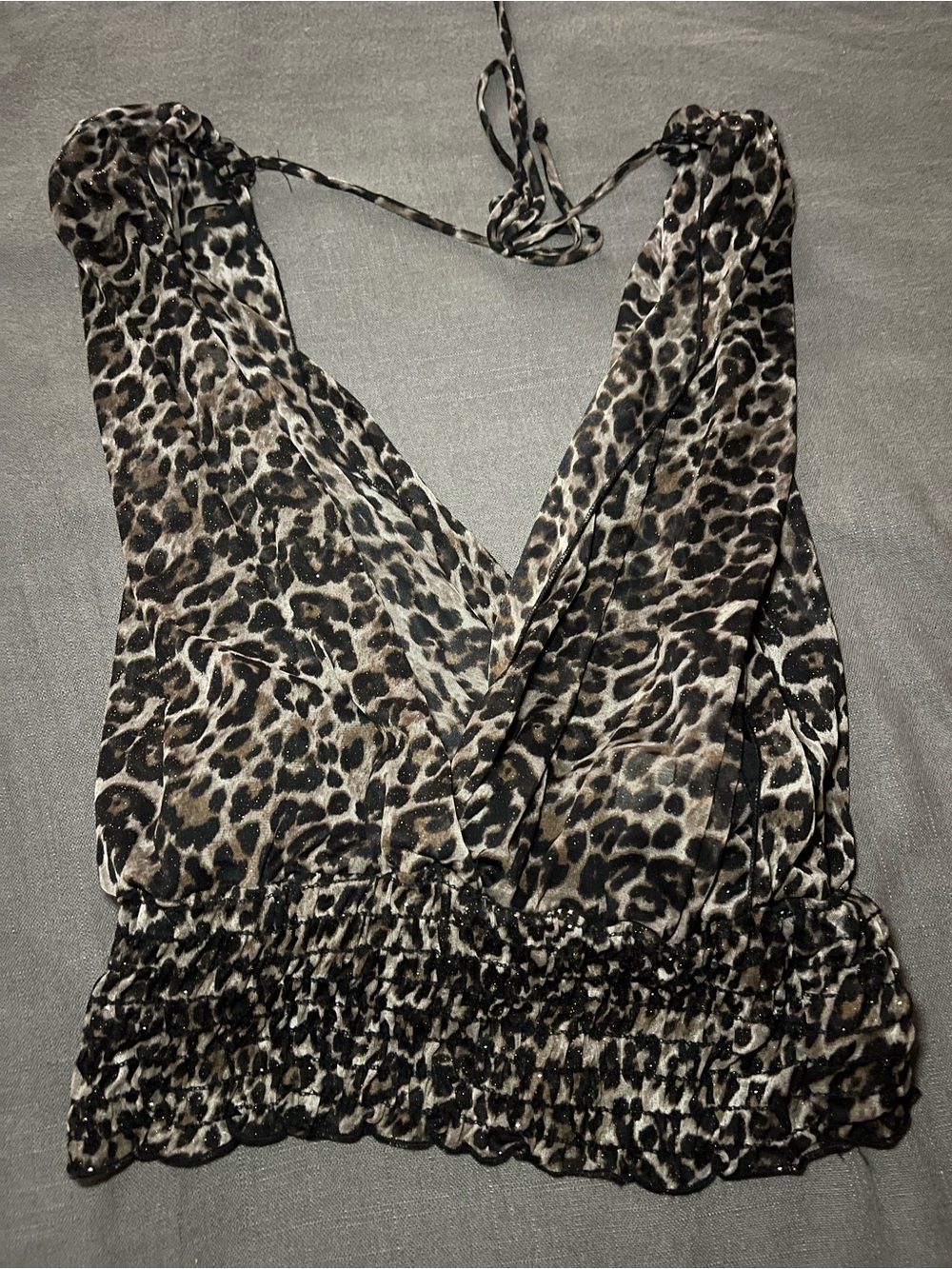 L8teR Leopard Print Halter Camisole - Brown & Black